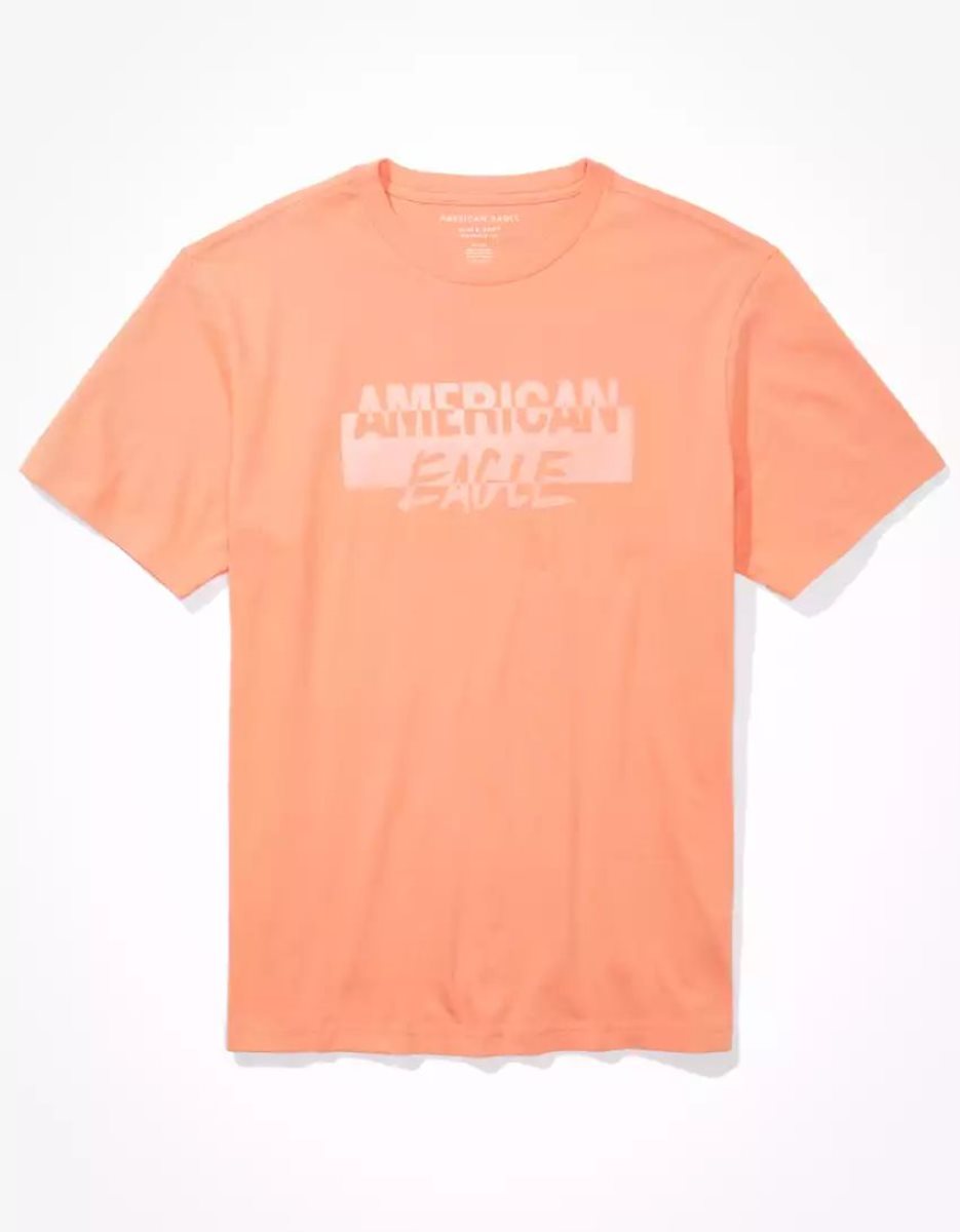 T Shirt Graphique American Eagle AE Super Soft Logo Orange Homme | XYV-56195665